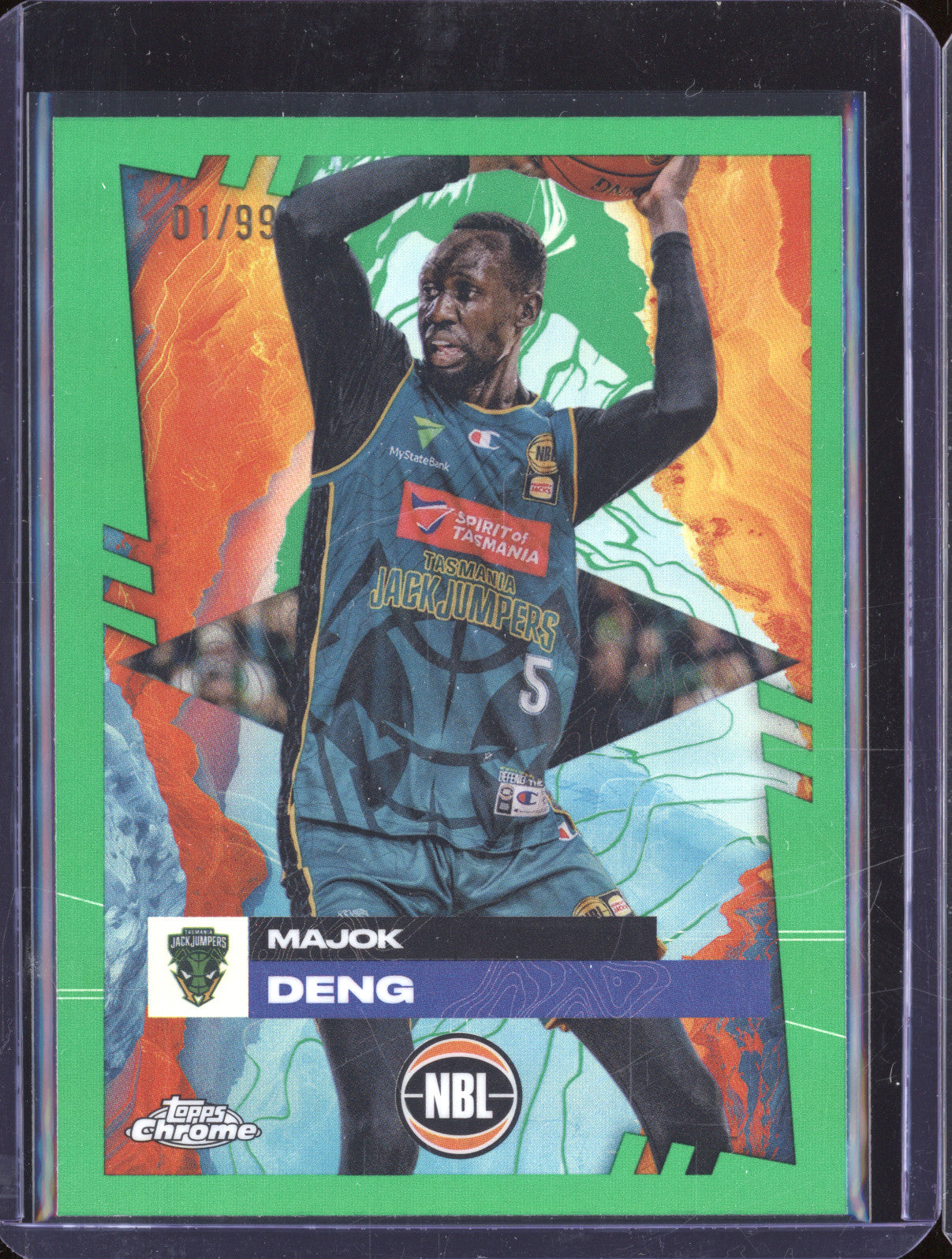 Majok Deng 2024 Topps Chrome NBL 96 Green Refractor 01/99