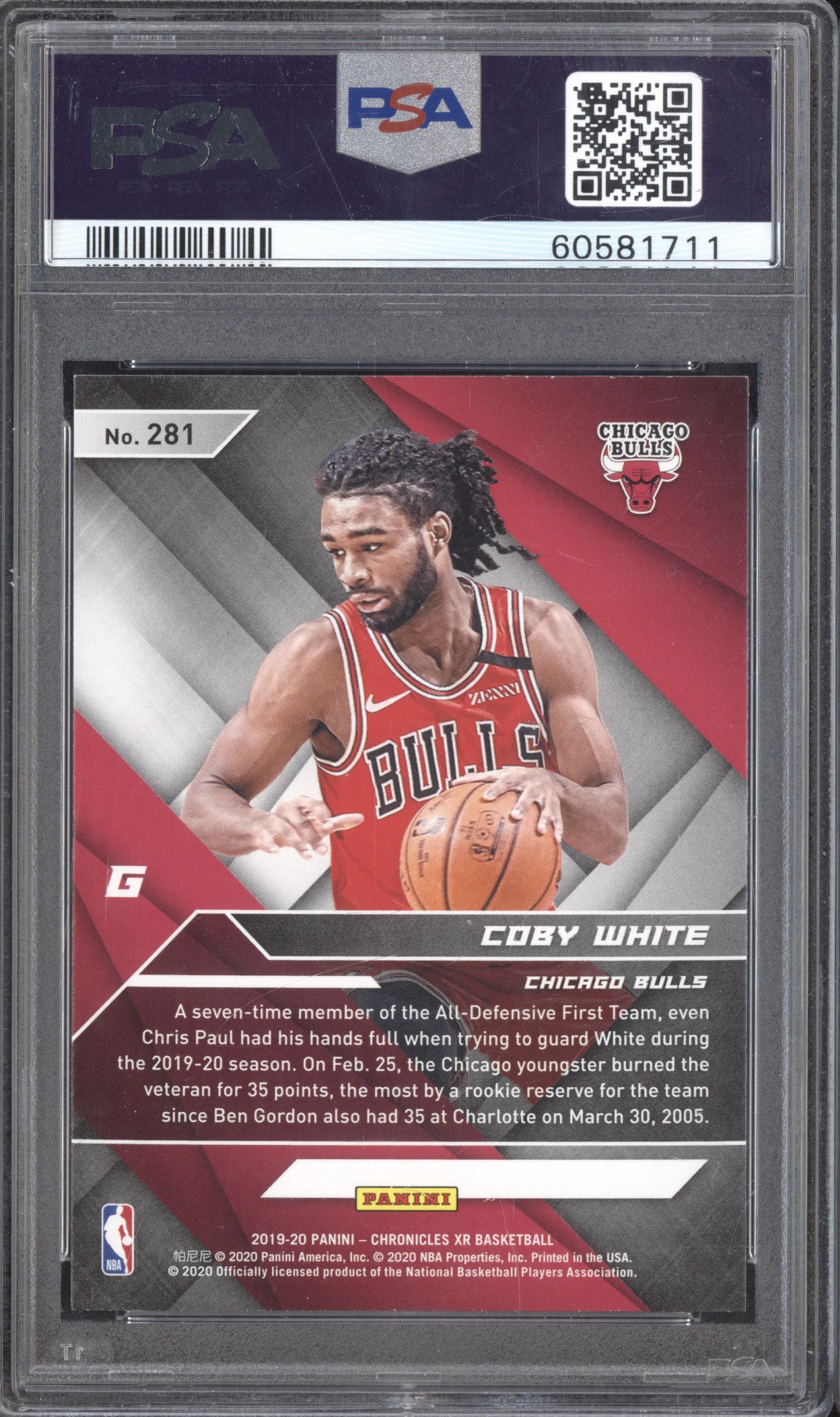 Coby White 2019-20 Panini Chronicles 281 RC PSA 9