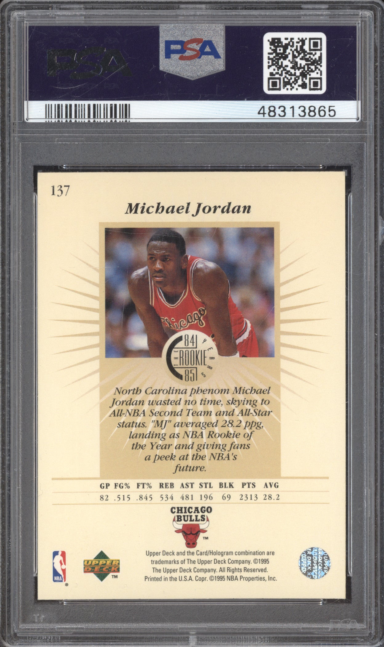 1995 Upper Deck The Rookie Years 137 Michael Jordan Electric Court PSA 8