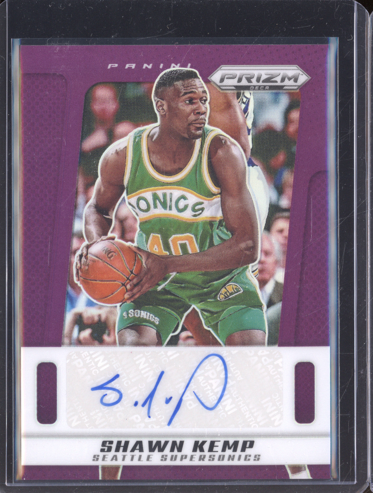 Shawn Kemp 2024-25 Panini Prizm Deca PDS-KEM Purple Auto 74/75