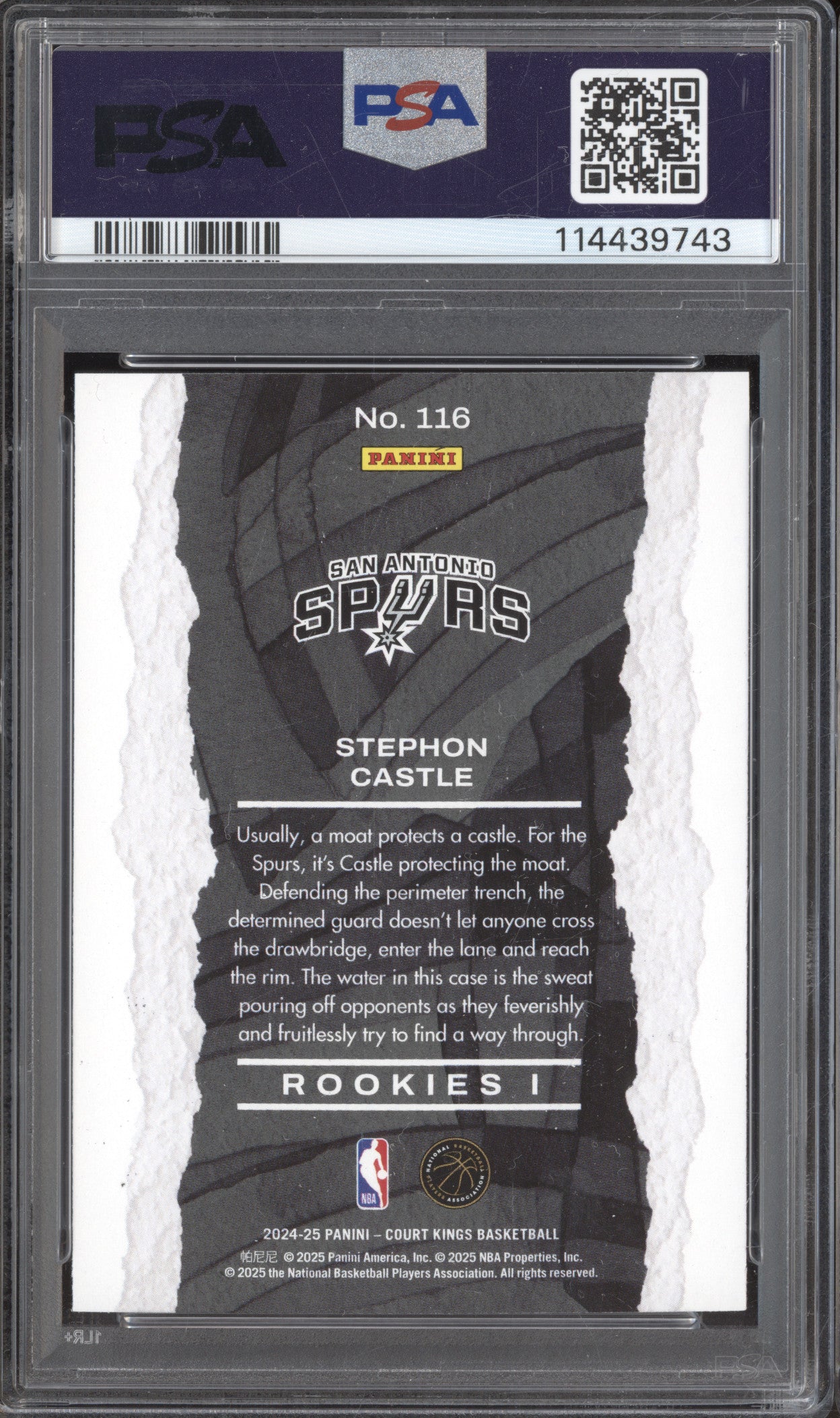 Stephon Castle 2024-25 Panini Court Kings 116 Rookies I RC PSA 10