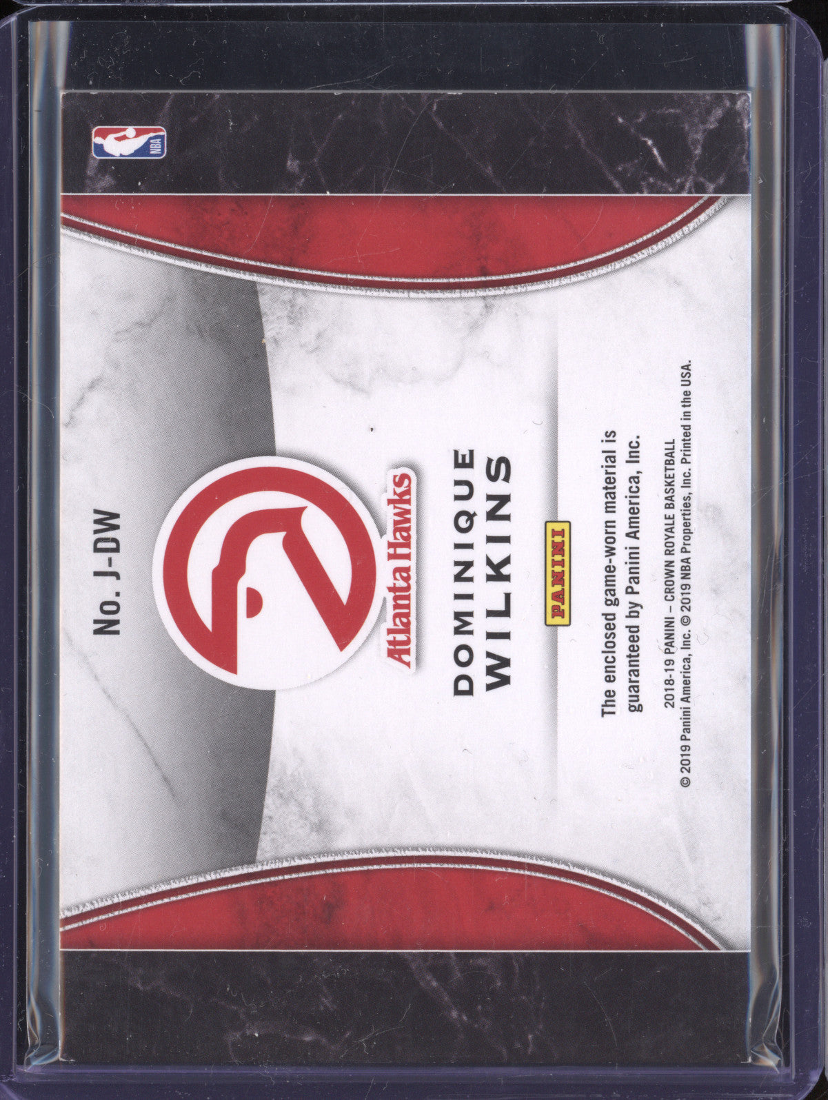 Dominique Wilkins 2018-19 Panini Crown Royale J-DW Jersey Relic
