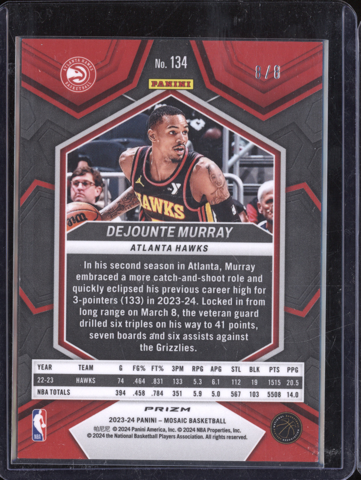Dejounte Murray 2023-24 Panini Mosaic 134 Black Gold 8/8