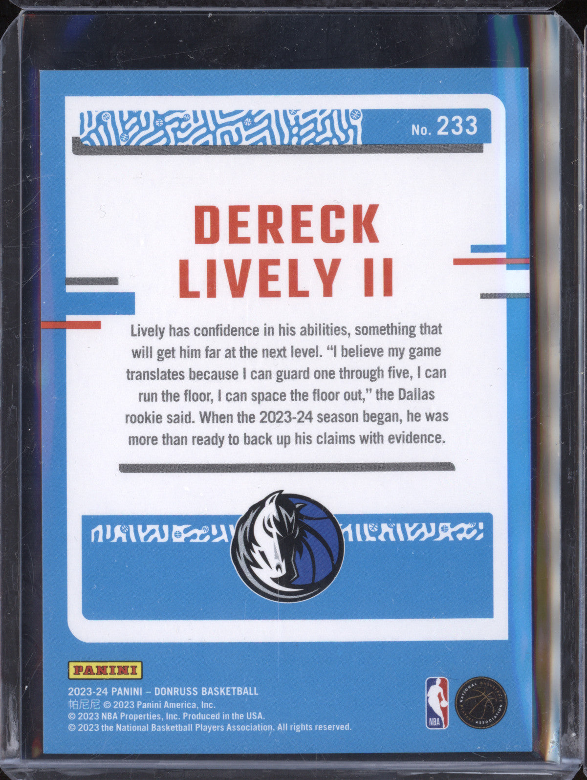 Dereck Lively II 2023-24 Panini Donruss 233 Fireworks Red RC 42/88
