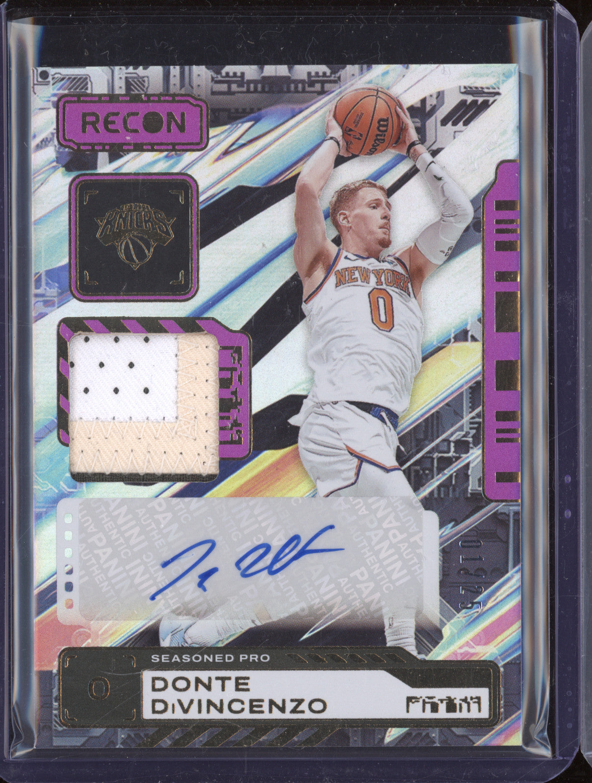 Donte DiVincenzo 2023-24 Panini Recon SPA-DIV Seasoned Pro Patch Auto Purple /25