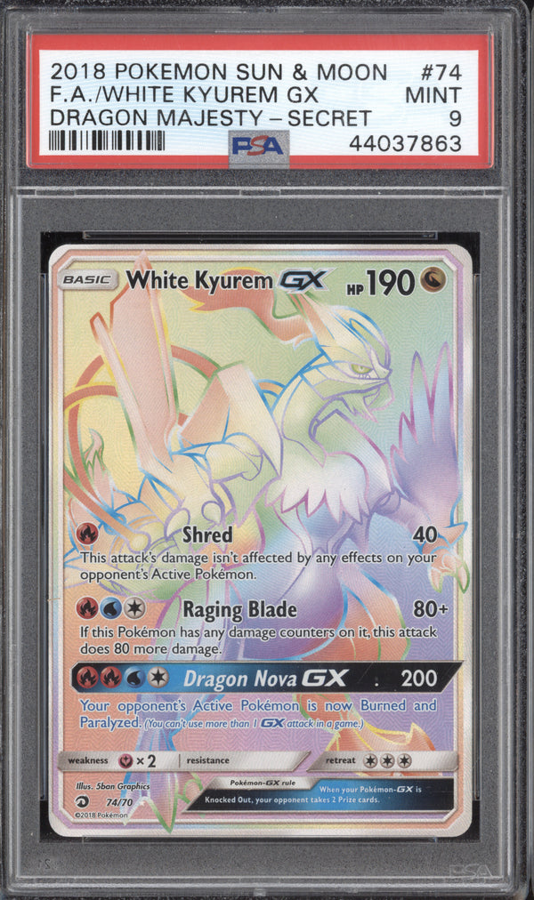 White Kyurem GX 2018 Pokemon Dragon Majesty 74/70 Secret Rare