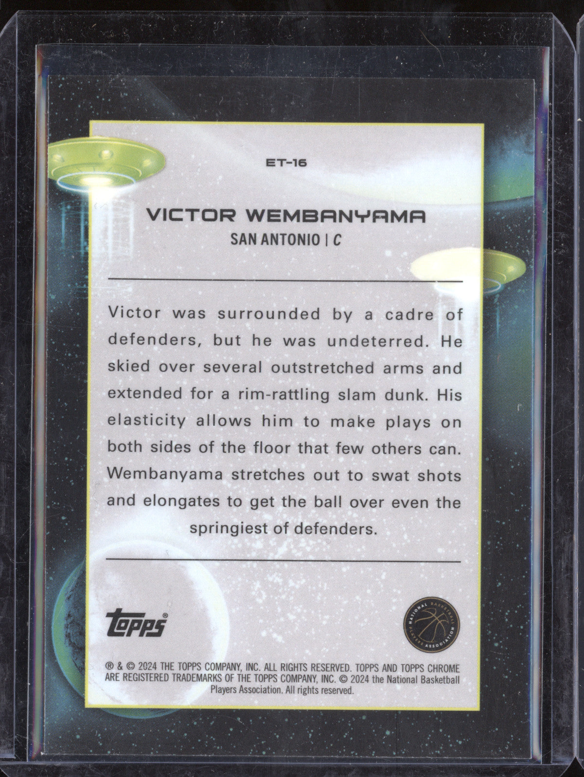 Victor Wembanyama 2023-24 Topps Cosmic Chrome ET-16 Extraterrestrial Talent RC