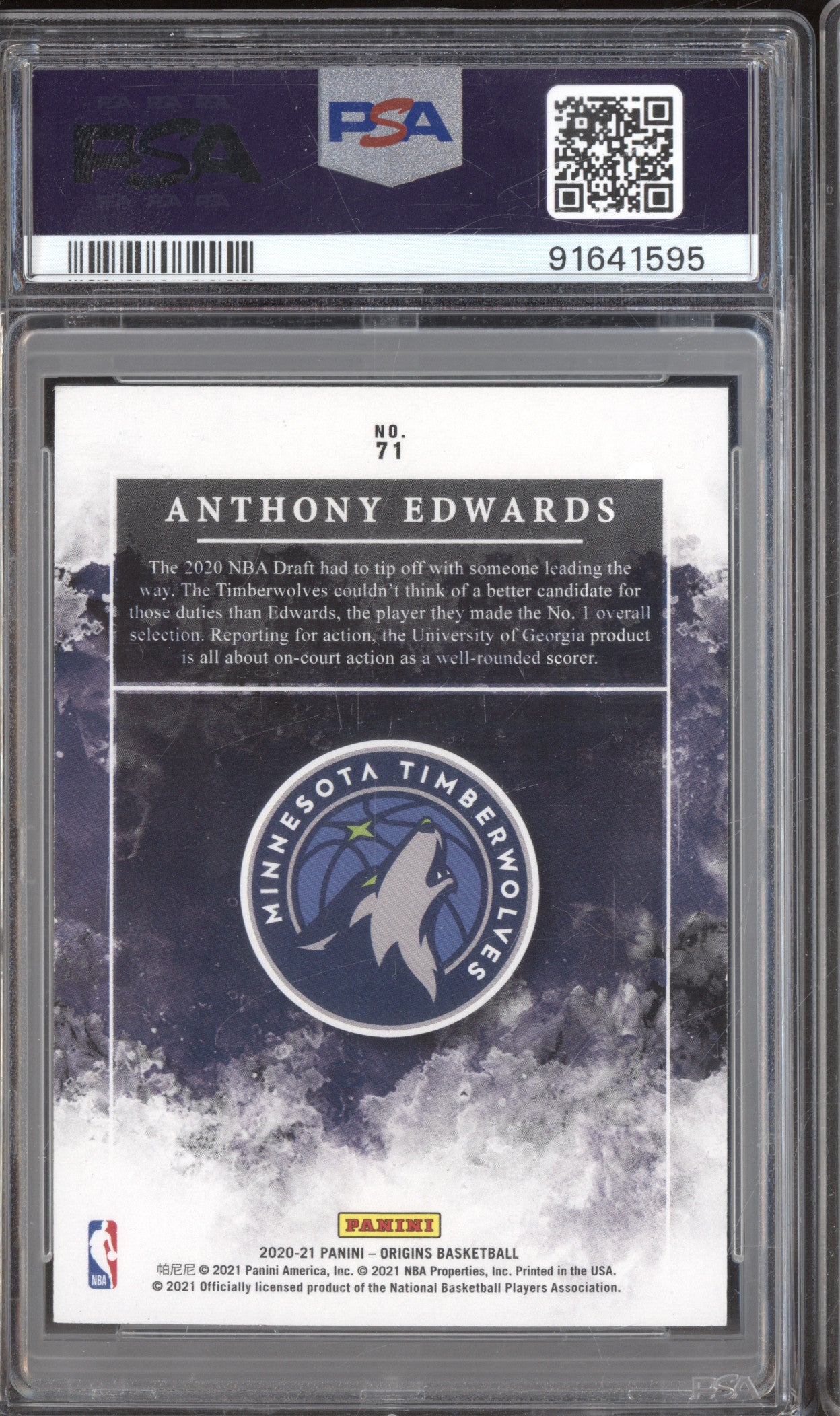 2020 Panini Origins 71 Anthony Edwards RC PSA 10