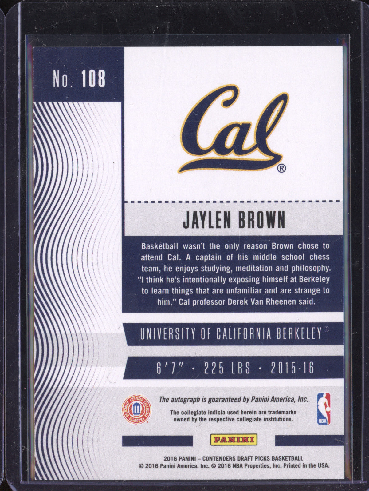 Jaylen Brown 2016 Panini Contenders Draft Picks 108