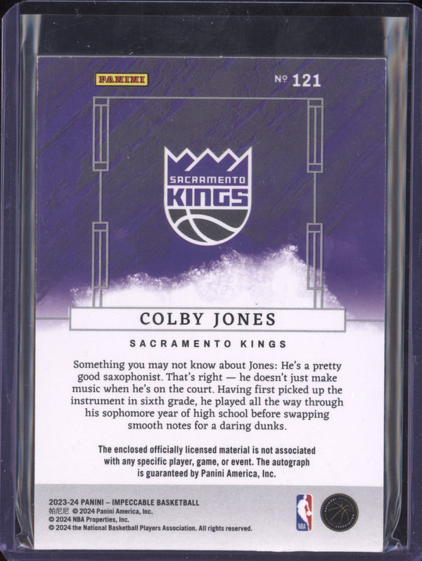 Colby Jones 2023-24 Panini Impeccable 121 Rookie Jersey Auto Int RC 28/88