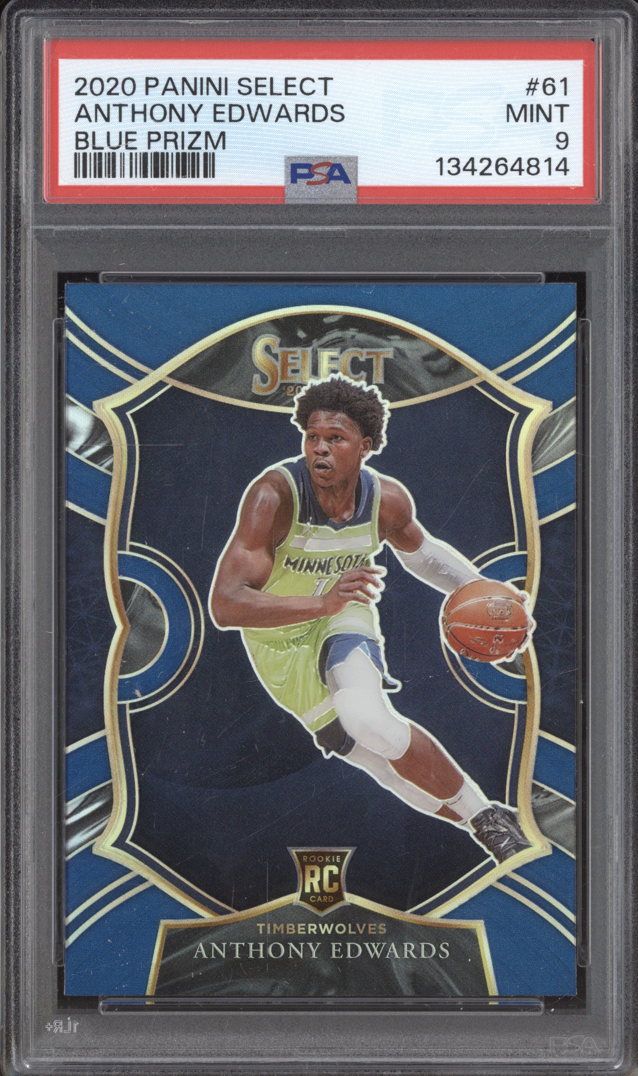 2020 Panini Select 61 Anthony Edwards Blue Prizm RC PSA 9