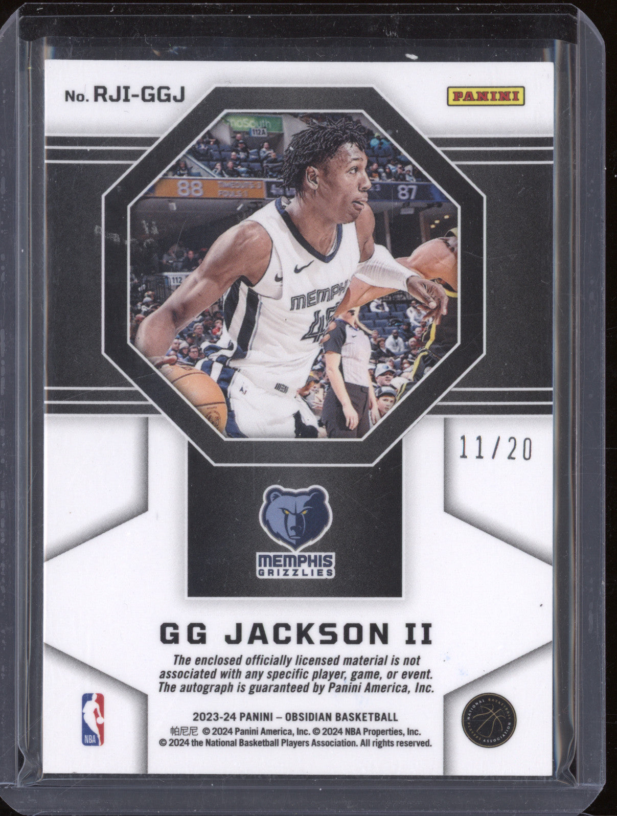 GG Jackson II 2023-24 Panini Obsidian RJI-GGJ Rookie Patch Auto Green Flood /20