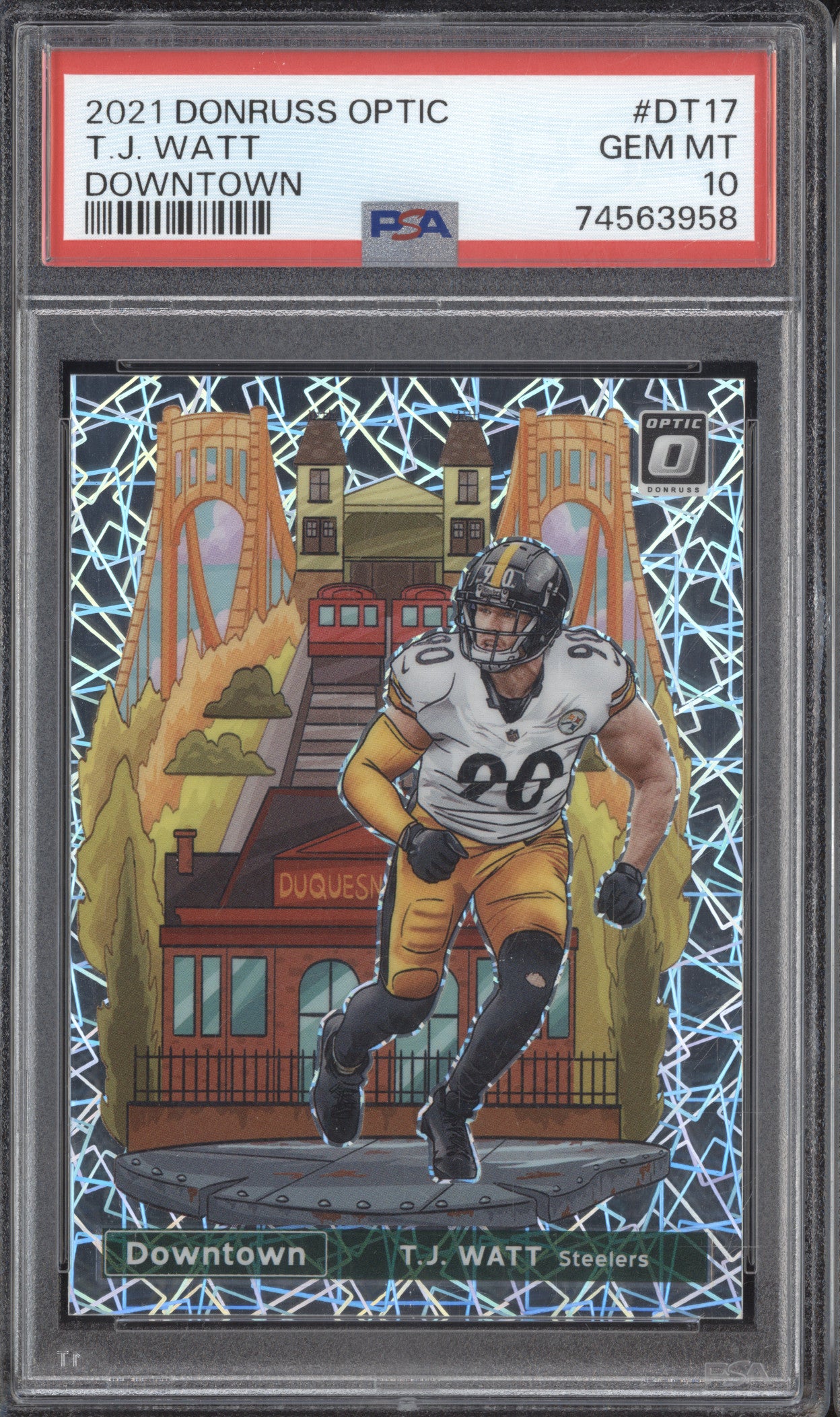 TJ Watt 2021 Panini Donruss Optic DT-17 Downtown PSA 10