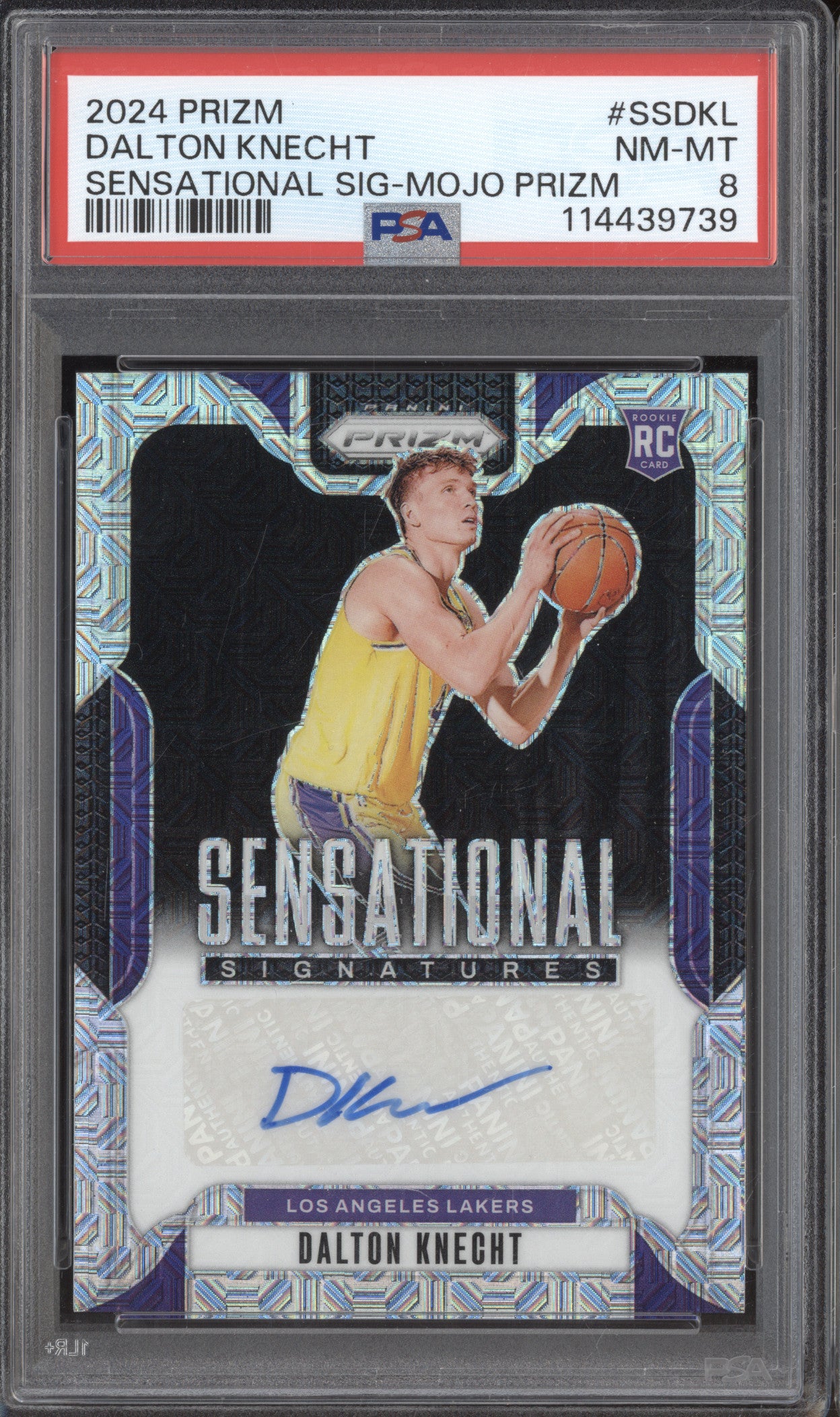 Dalton Knecht 2024 Panini Prizm SSDKL Sensational Signatures Mojo RC 06/25 PSA 8
