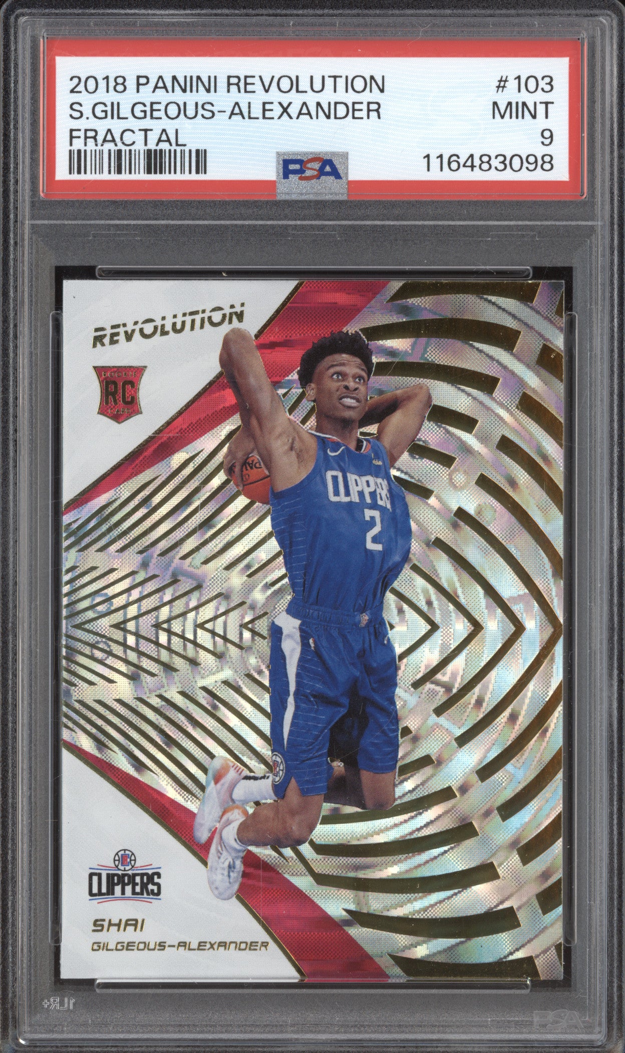 Shai Gilgeous-Alexander 2018-19 Panini Revolution 103 Fractal RC PSA 9