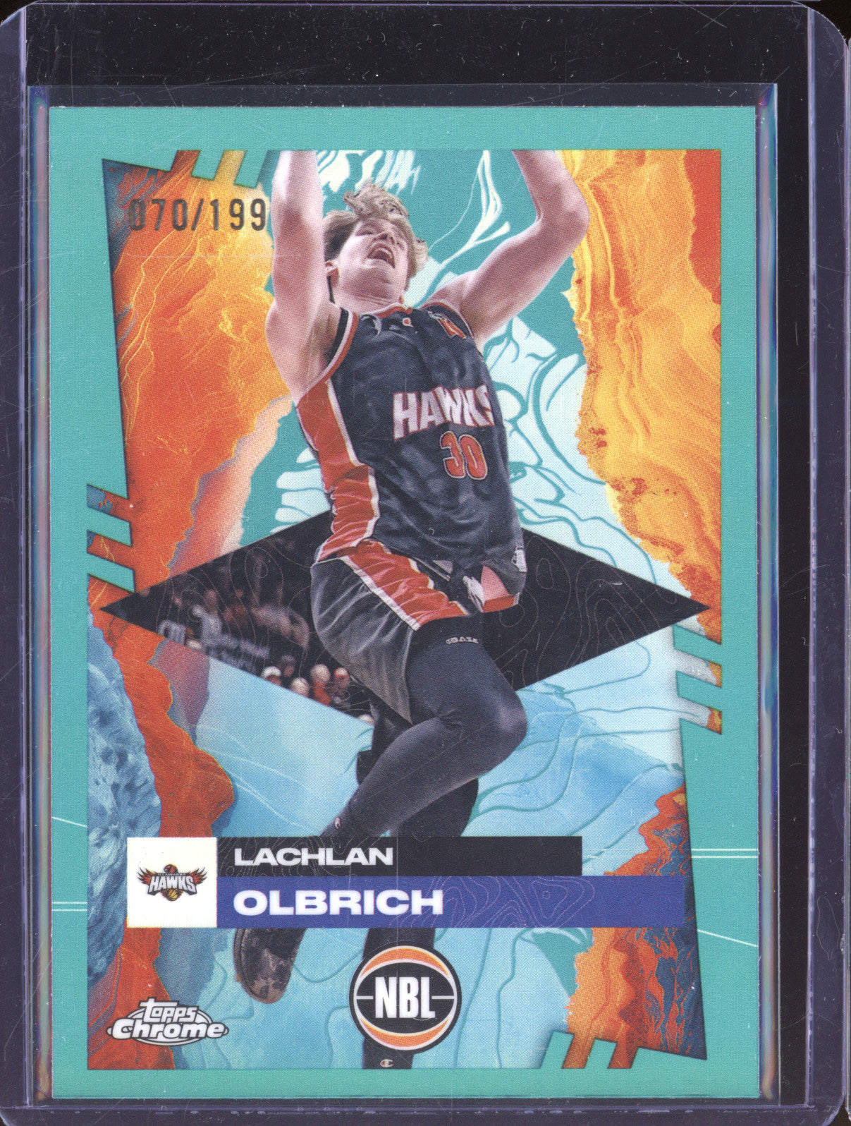Lachlan Olbrich 2024 Topps Chrome NBL 33 Aqua Refractor 070/199