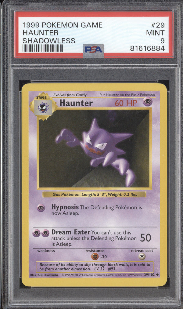 Haunter 1999 Pokemon Base Set 29/102 Shadowless PSA 9