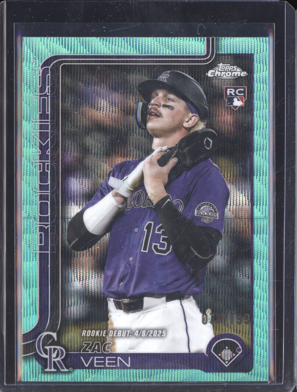 Zac Veen 2025 Topps Chrome Update Series USC186 Aqua Wave RC /199