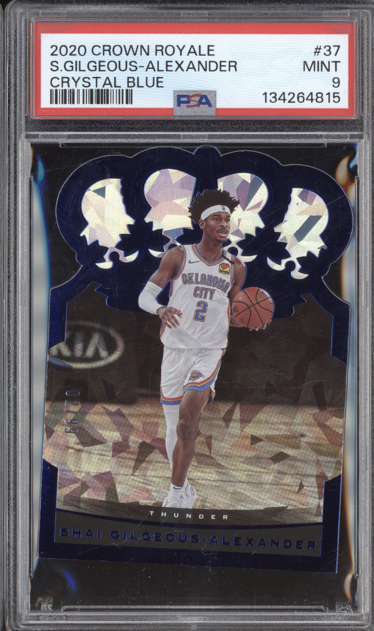 2020 Panini Crown Royale 37 Shai Gilgeous-Alexander Crystal Blue 02/99 PSA 9
