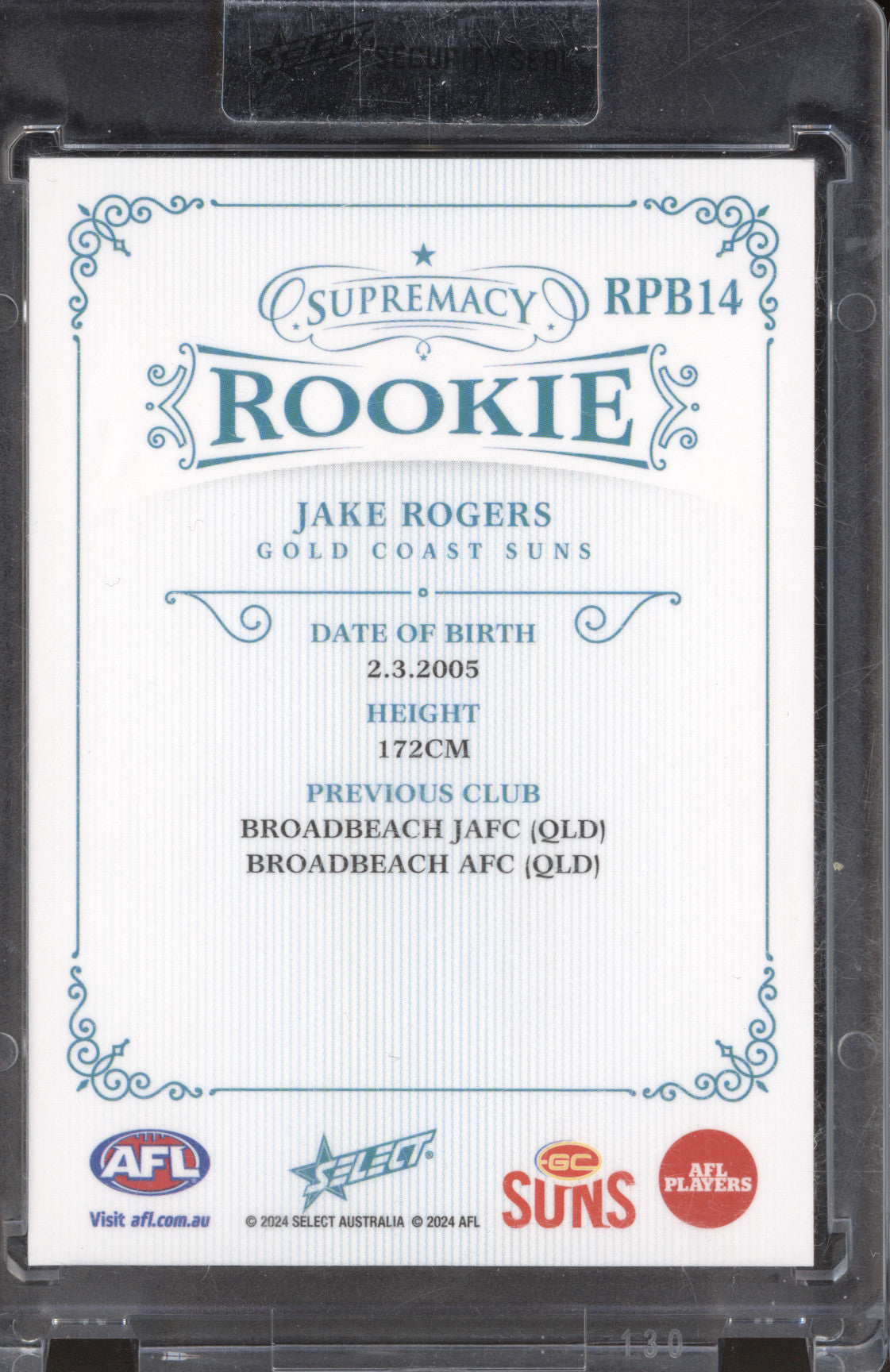 Jake Rogers 2024 Select Supremacy Rookies RPB14 Platinum Blue RC 58/75