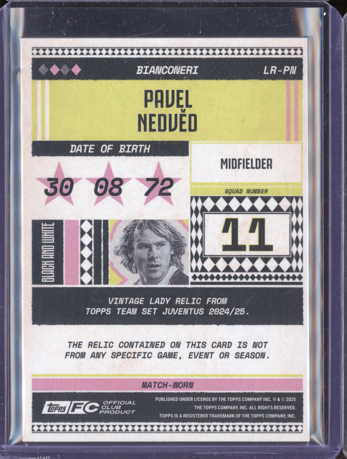 Pavel Nedved 2024-25 Topps Team Set Juventus FC LR-PN Vintage Lady Relic