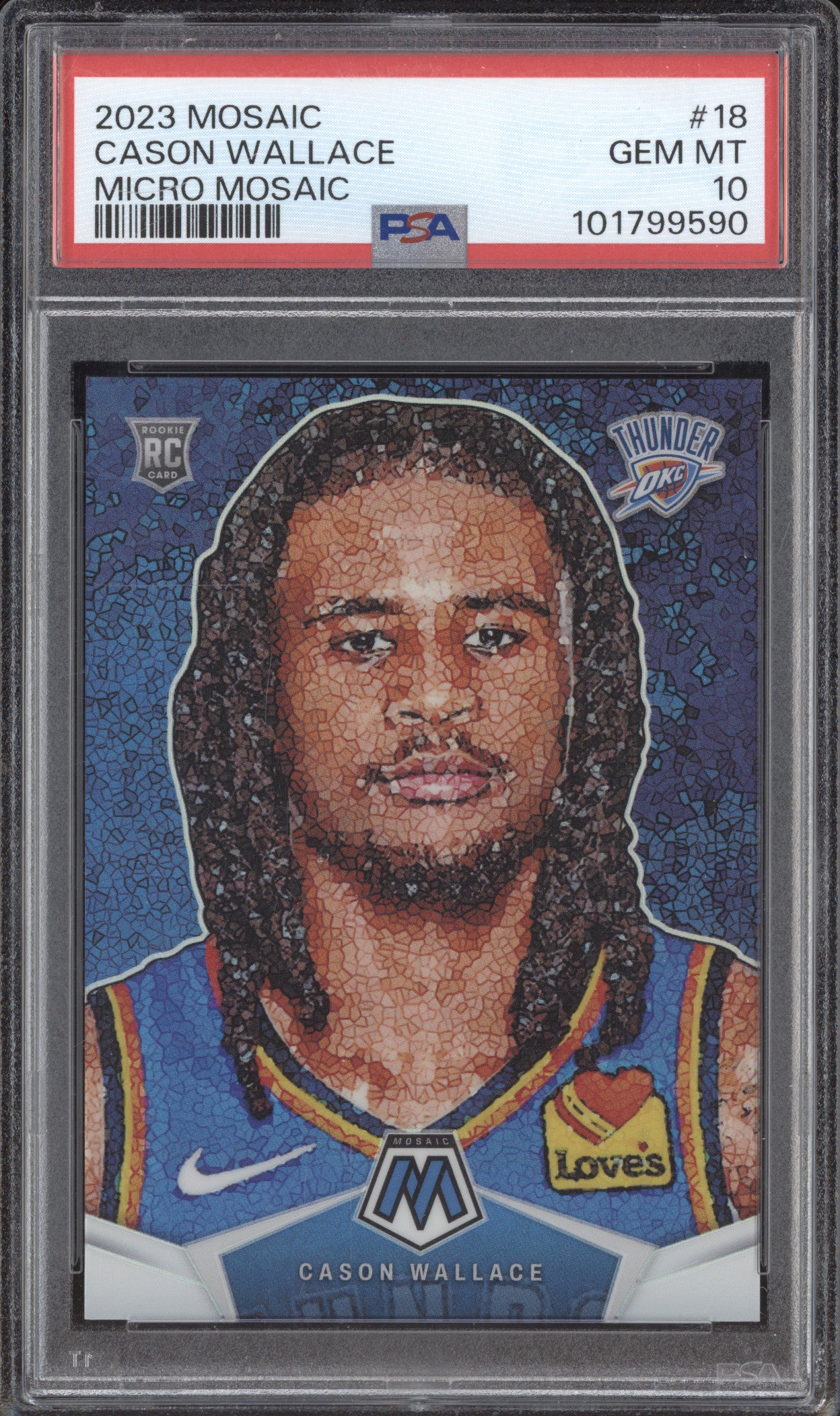 Cason Wallace 2023-24 Panini Mosaic 18 Micro Mosaic RC PSA 10
