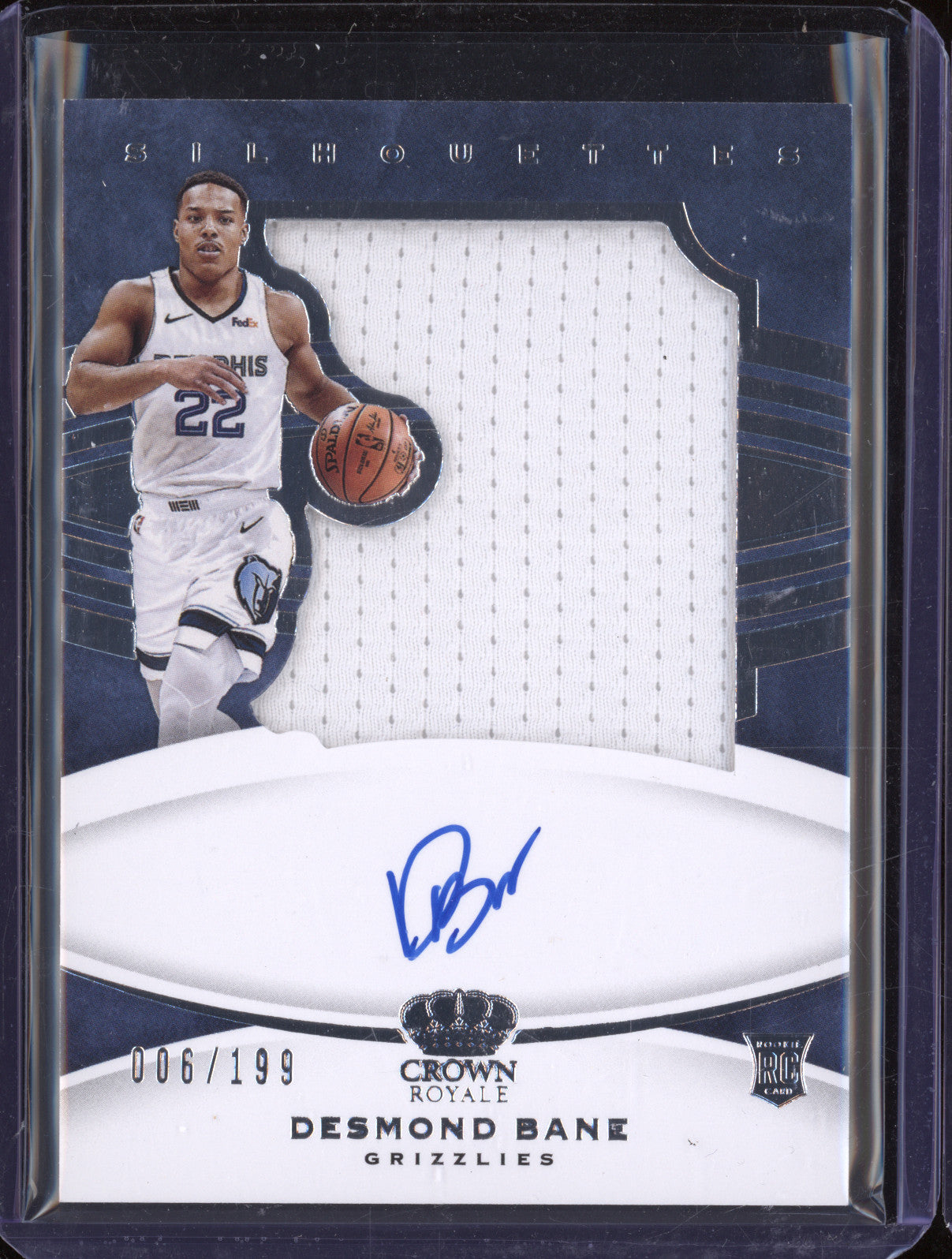 Desmond Bane 2020-21 Panini Crown Royale 119 Silhouettes Patch Auto RC 6/199