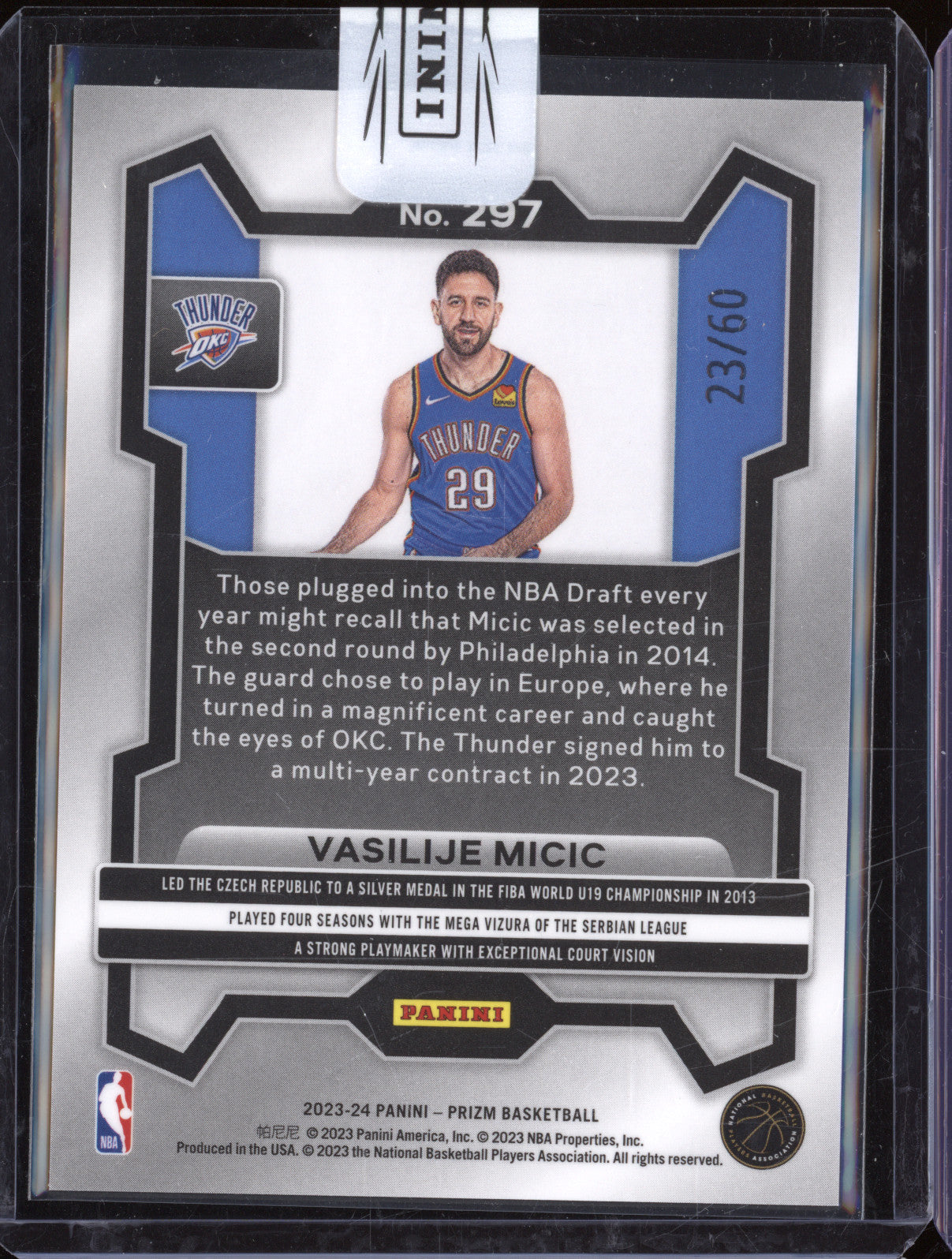 2023 Panini Prizm 297 Vasilije Micic Orange Wave /60 RC