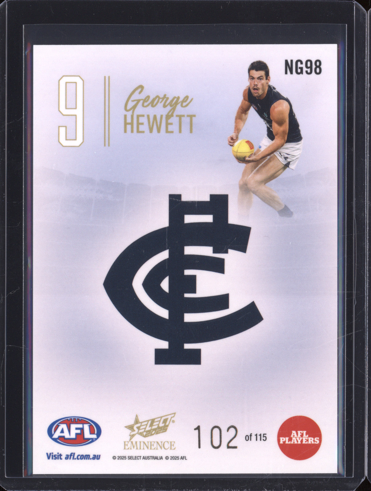2025 AFL Select Eminence Nameplate NG98 George Hewett 102/115