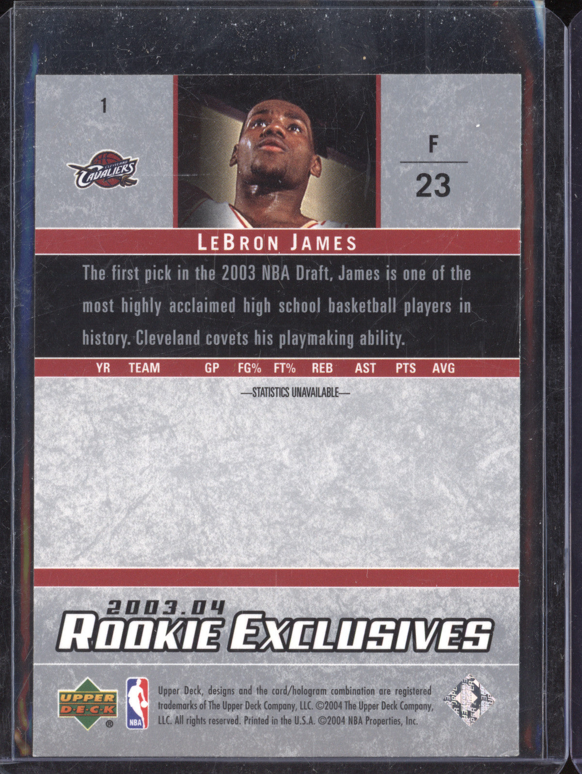LeBron James 2003-04 Upper Deck Rookie Exclusives 1 Star Rookie RC