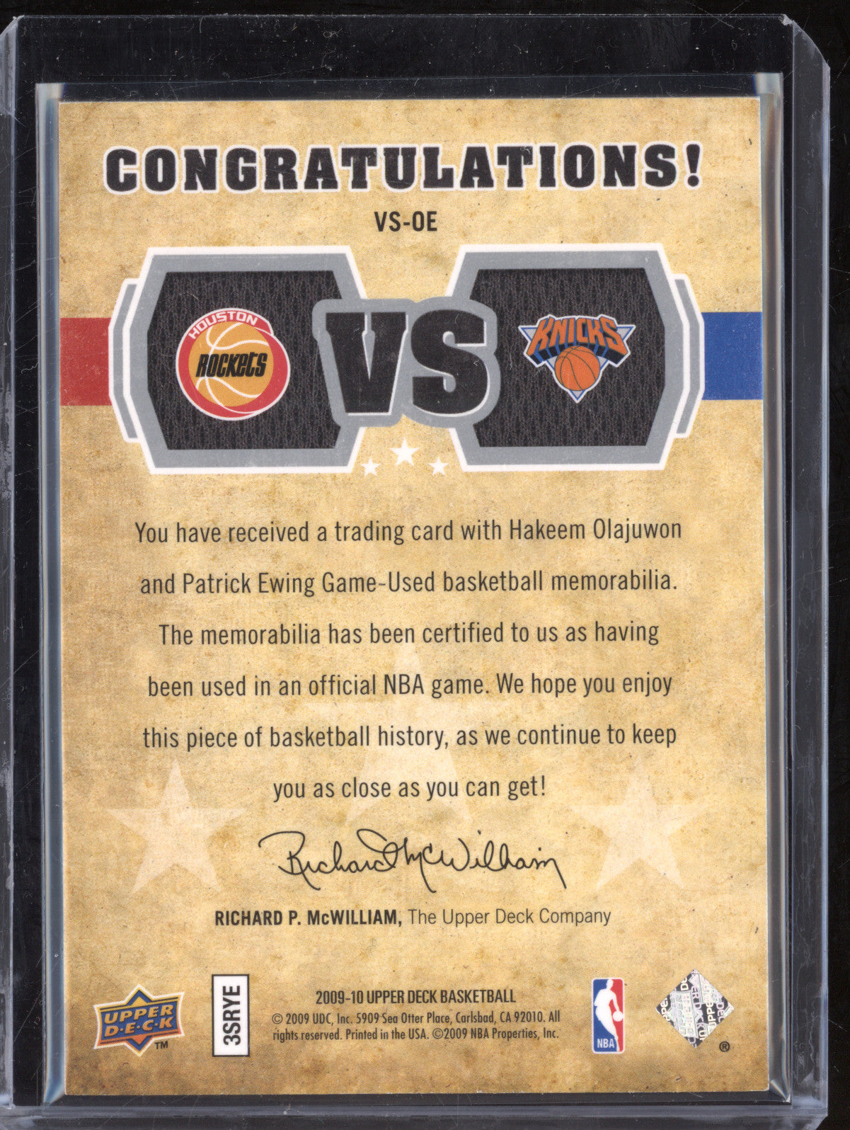 Olajuwon Ewing 2009-10 Upper Deck  VS-OE VS Materials Dual Patch