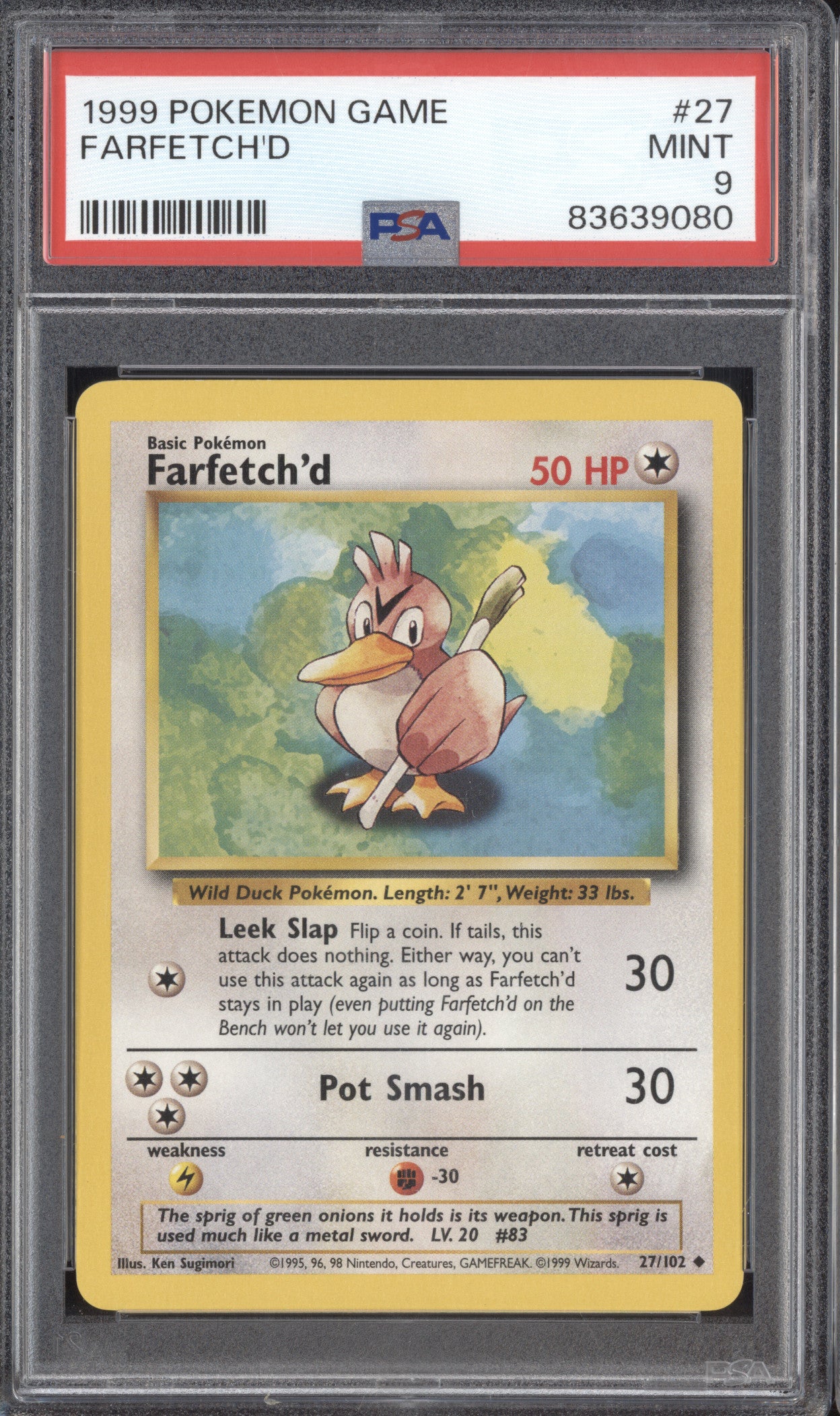 Farfetch'd 1999 Pokemon Base Set 27/102 PSA 9