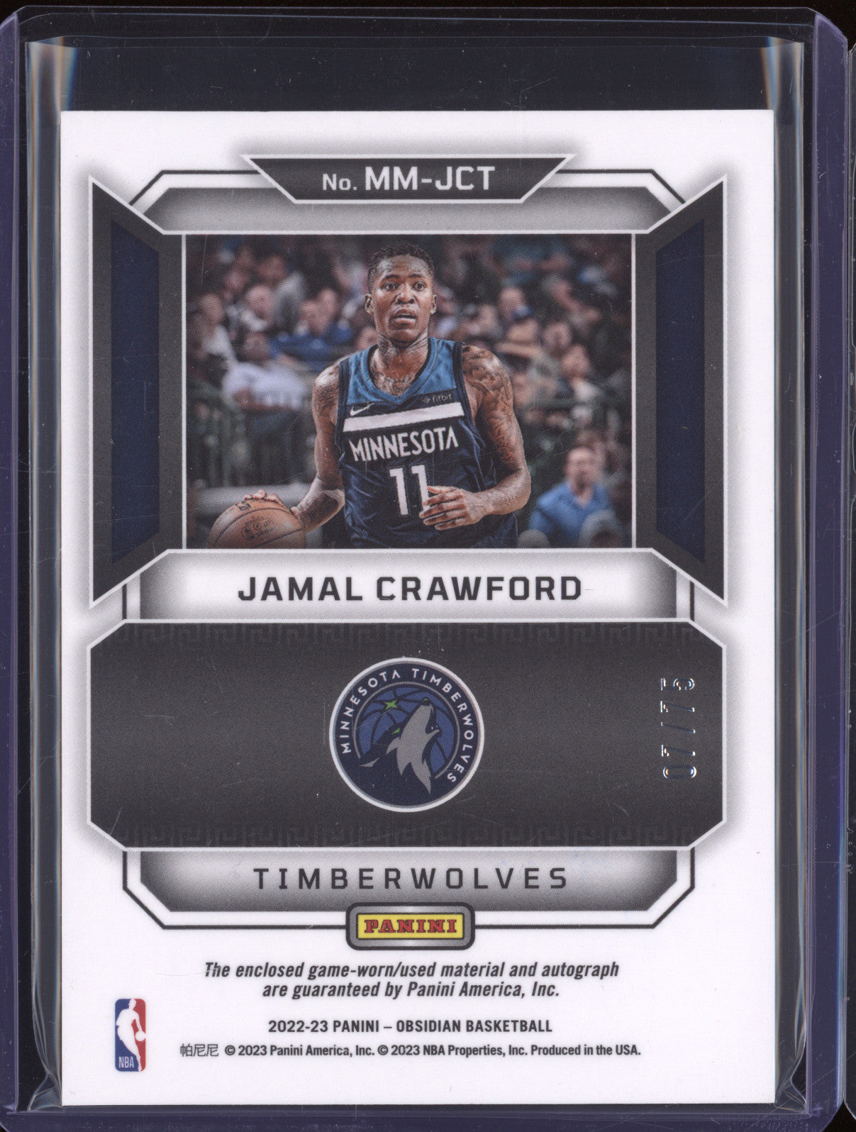 2022 Panini Obsidian MM-JC Jamal Crawford Matrix Material Auto /75