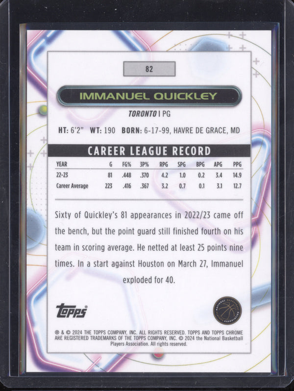 Immanuel Quickley 2023-24 Topps Cosmic Chrome 82 Red Flare Refractor 2/5