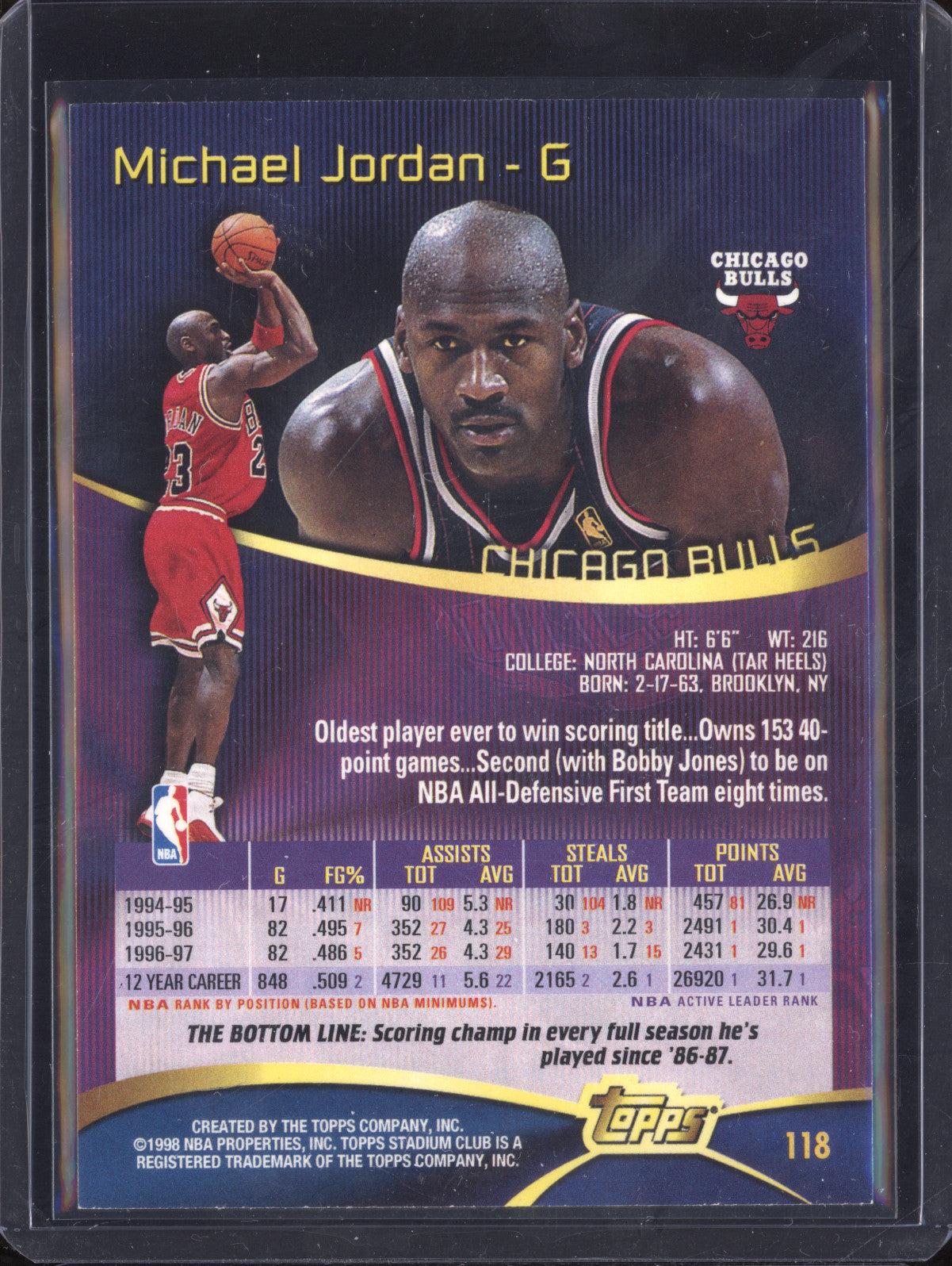 Michael Jordan 1997-98 Topps Stadium Club 118