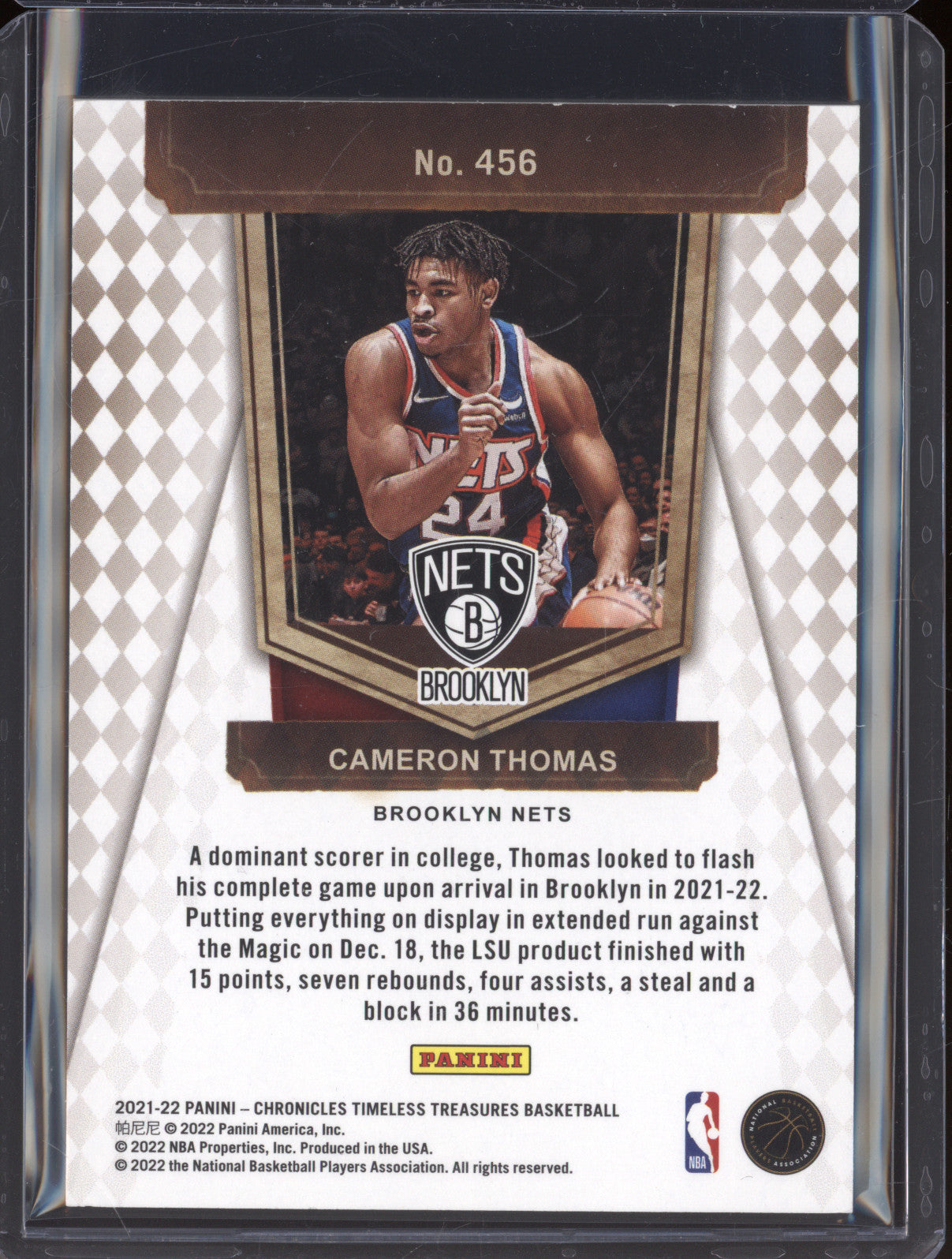 2021 Panini Chronicles 456 Cameron Thomas Timeless Treasures /249 RC