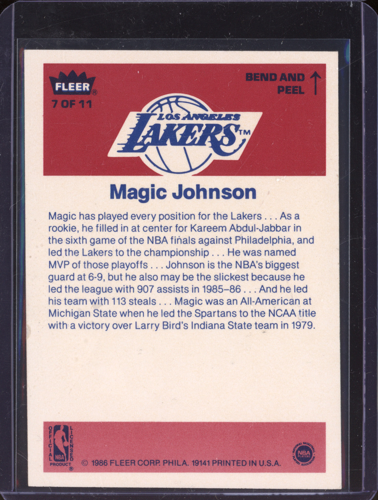 Magic Johnson 1986 Fleer Sticker 7