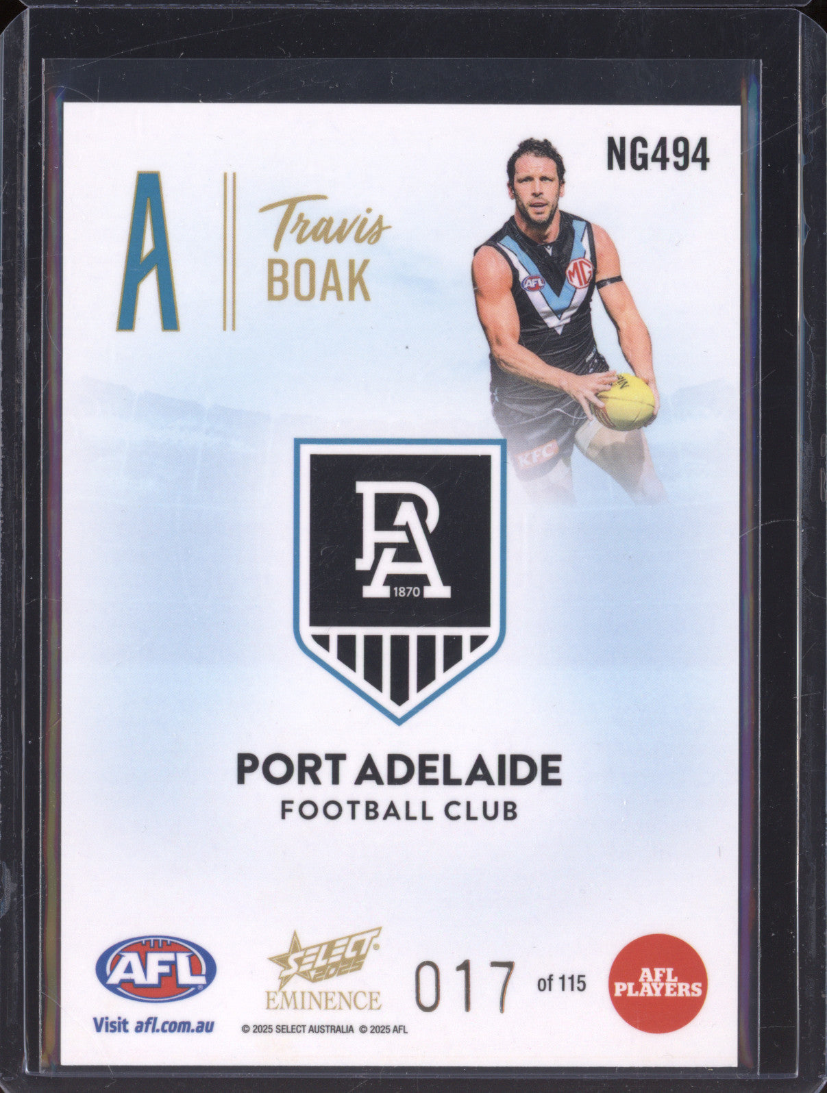 2025 AFL Select Eminence Nameplate NG494 Travis Boak 017/115