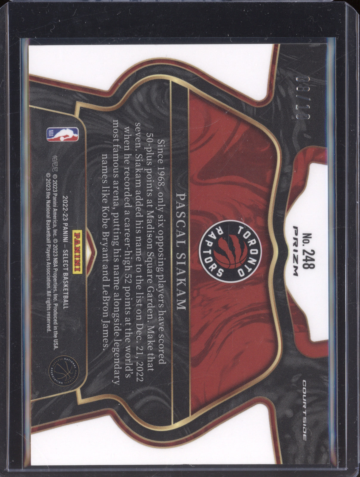 Pascal Siakam 2022-23 Panini Select 248 Gold Flash 8/10