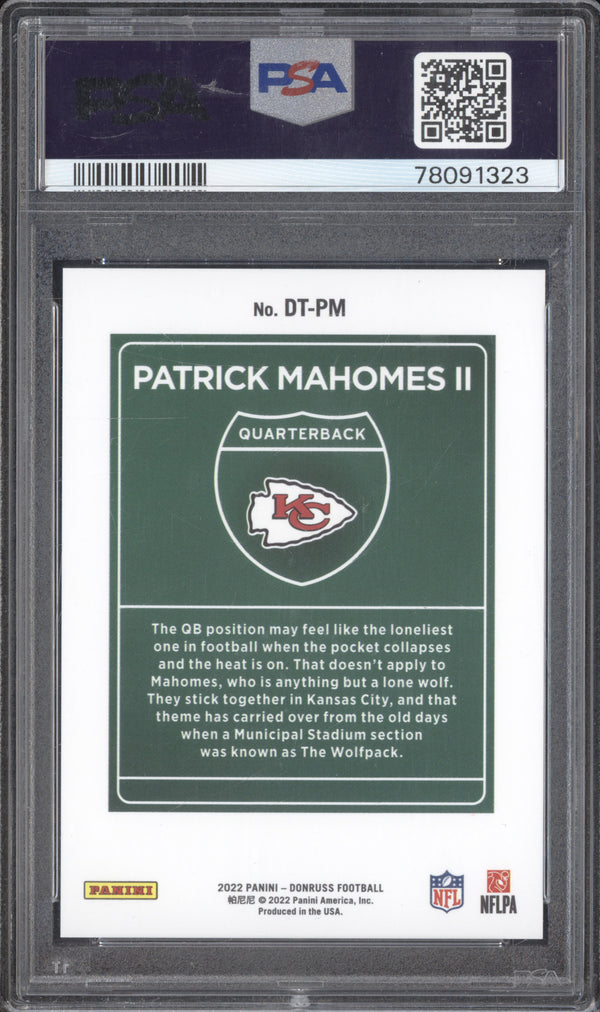 Patrick Mahomes II 2022 Panini Donruss DT-PM Downtown! PSA 9