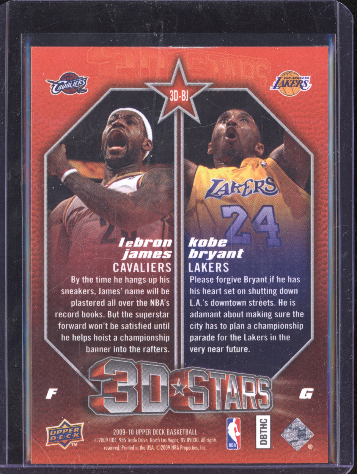 Lebron Kobe 2009-10 Upper Deck  3D-BJ 3D Stars