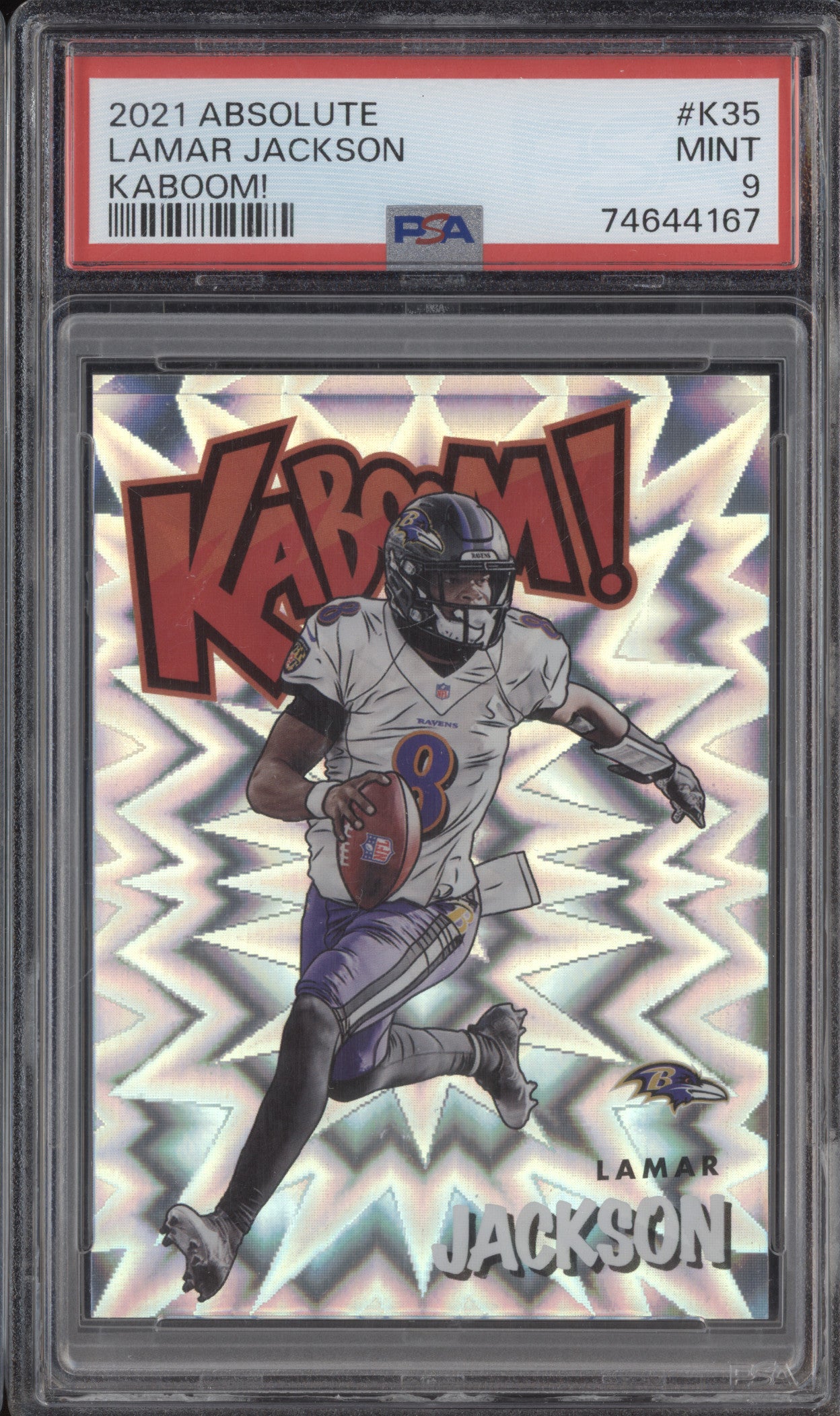 Lamar Jackson 2021 Panini Absolute K35 Kaboom! PSA 9