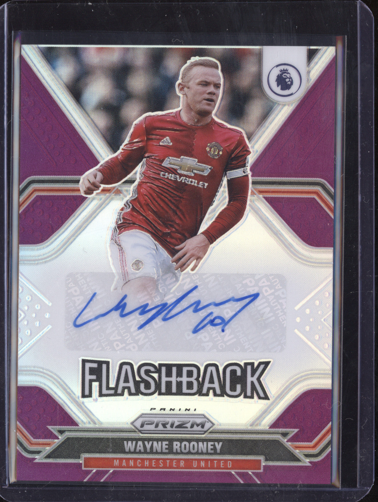 Wayne Rooney 2021-22 Panini Prizm EPL FB-WR Flashback Auto Purple 1/10
