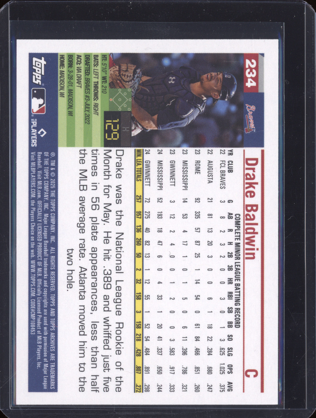 Drake Baldwin 2025 Topps Archives 234 Design Variation SP