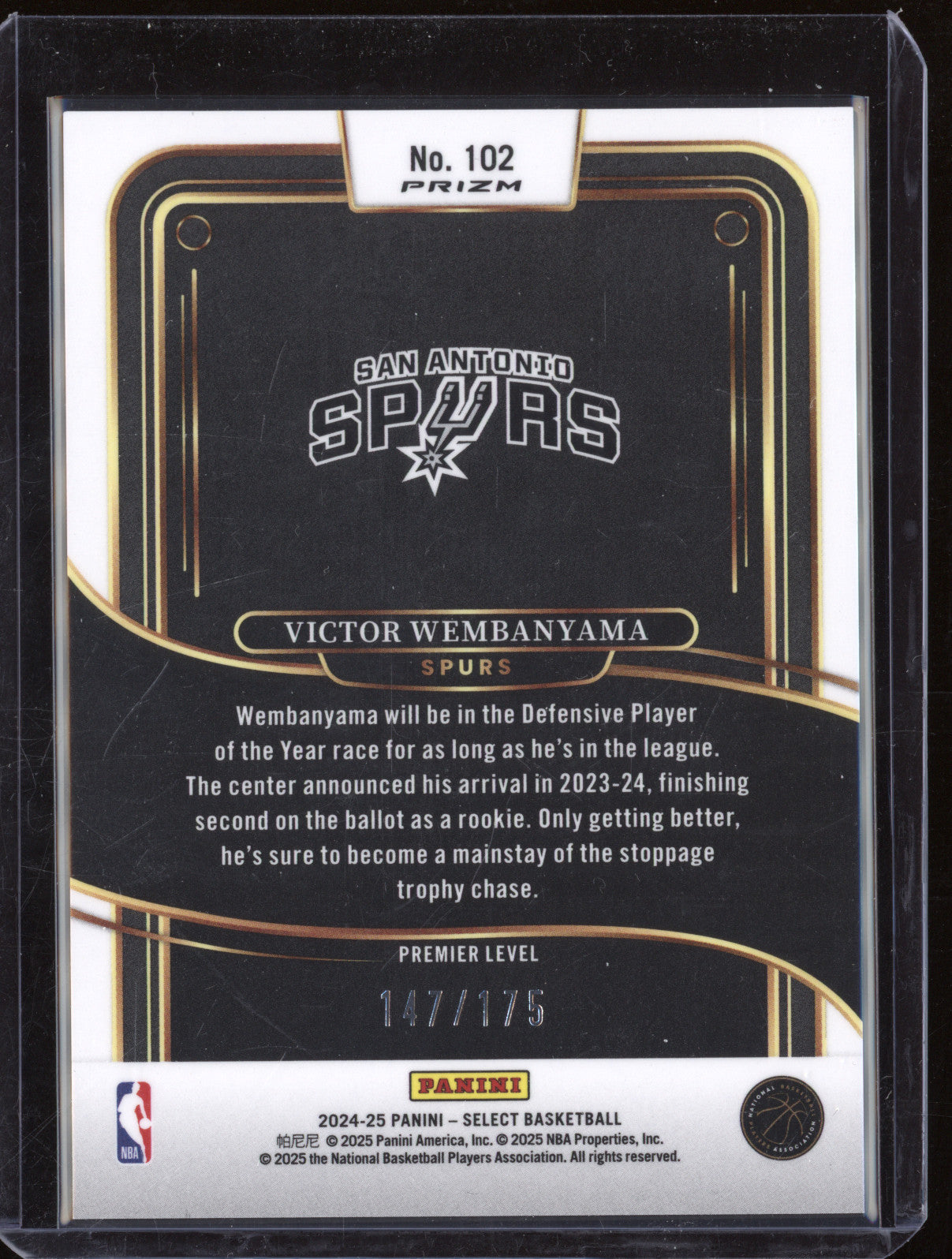 Victor Wembanyama 2024-25 Panini Select 102 Maroon 147/175