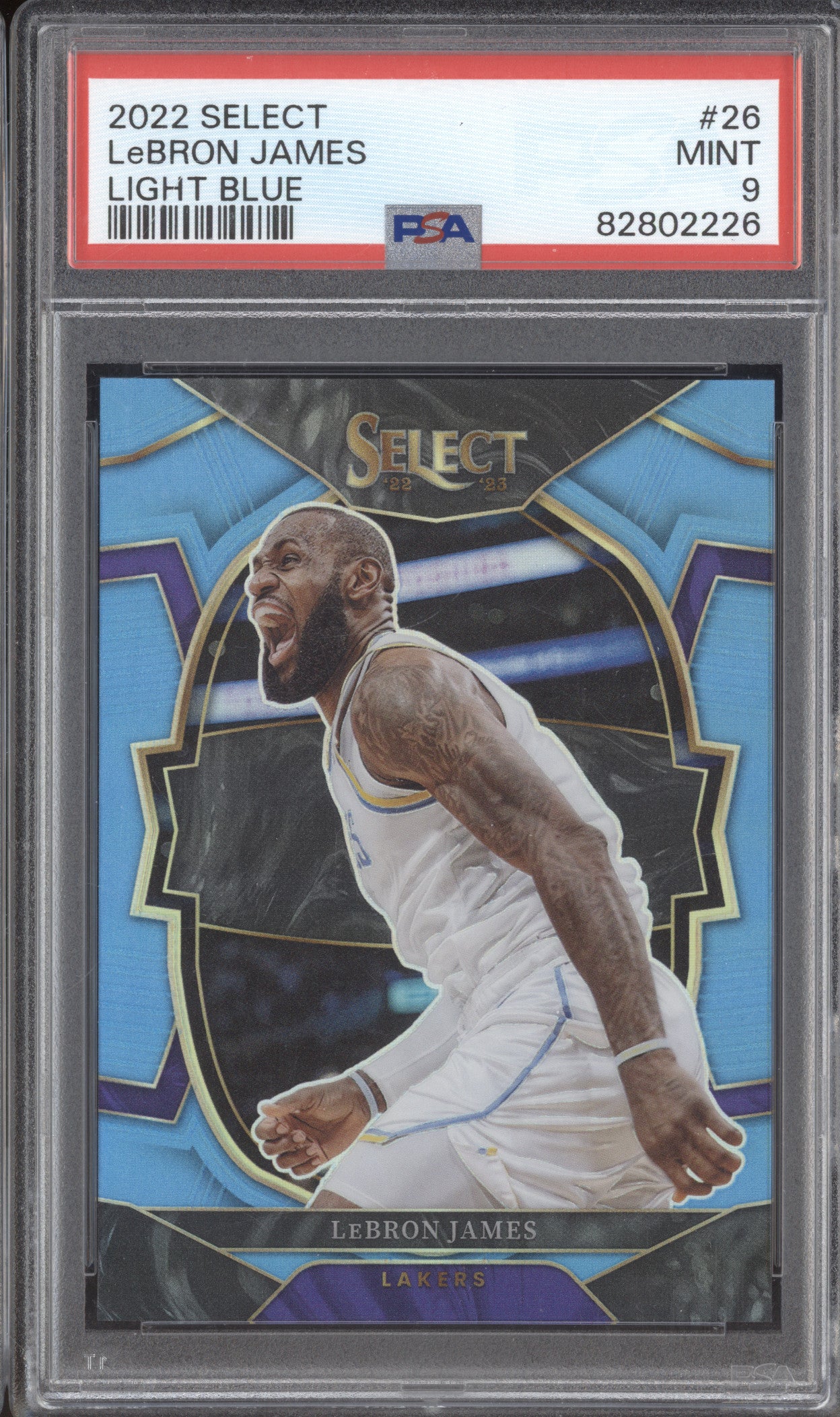 LeBron James 2022-23 Panini Select 26 Light Blue 083/299 PSA 9