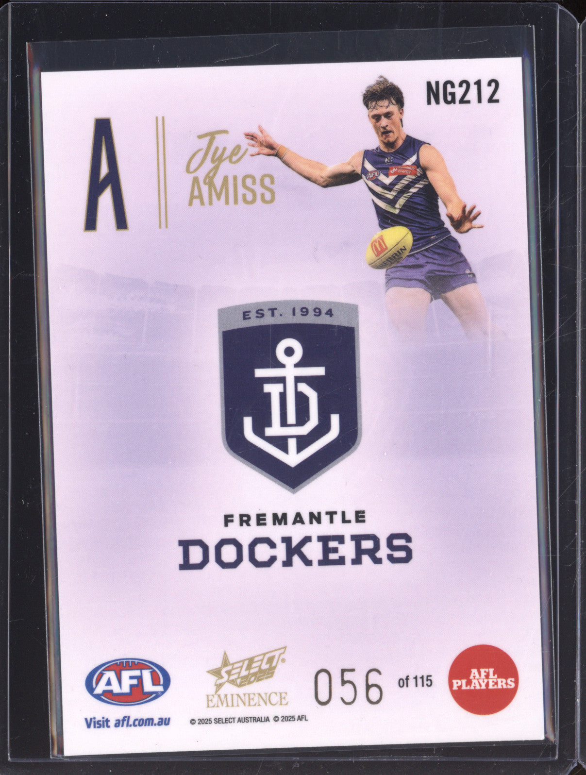 2025 AFL Select Eminence Nameplate NG212 Jye Amiss 056/115
