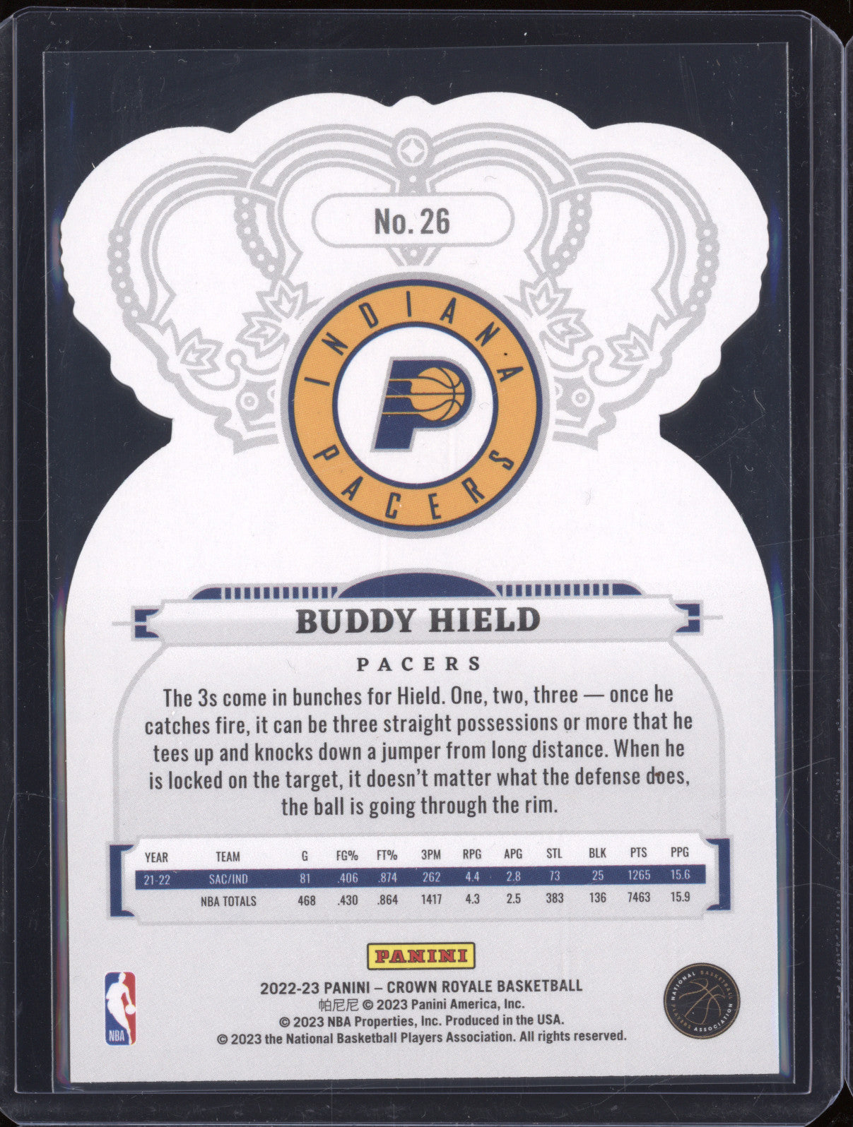 2022 Panini Crown Royale 26 Buddy Hield /18