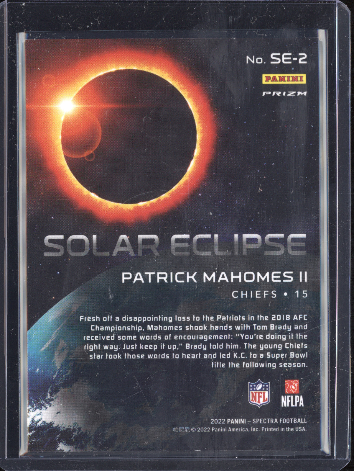 Patrick Mahomes 2022 Panini Spectra SE-2 Solar Eclipse