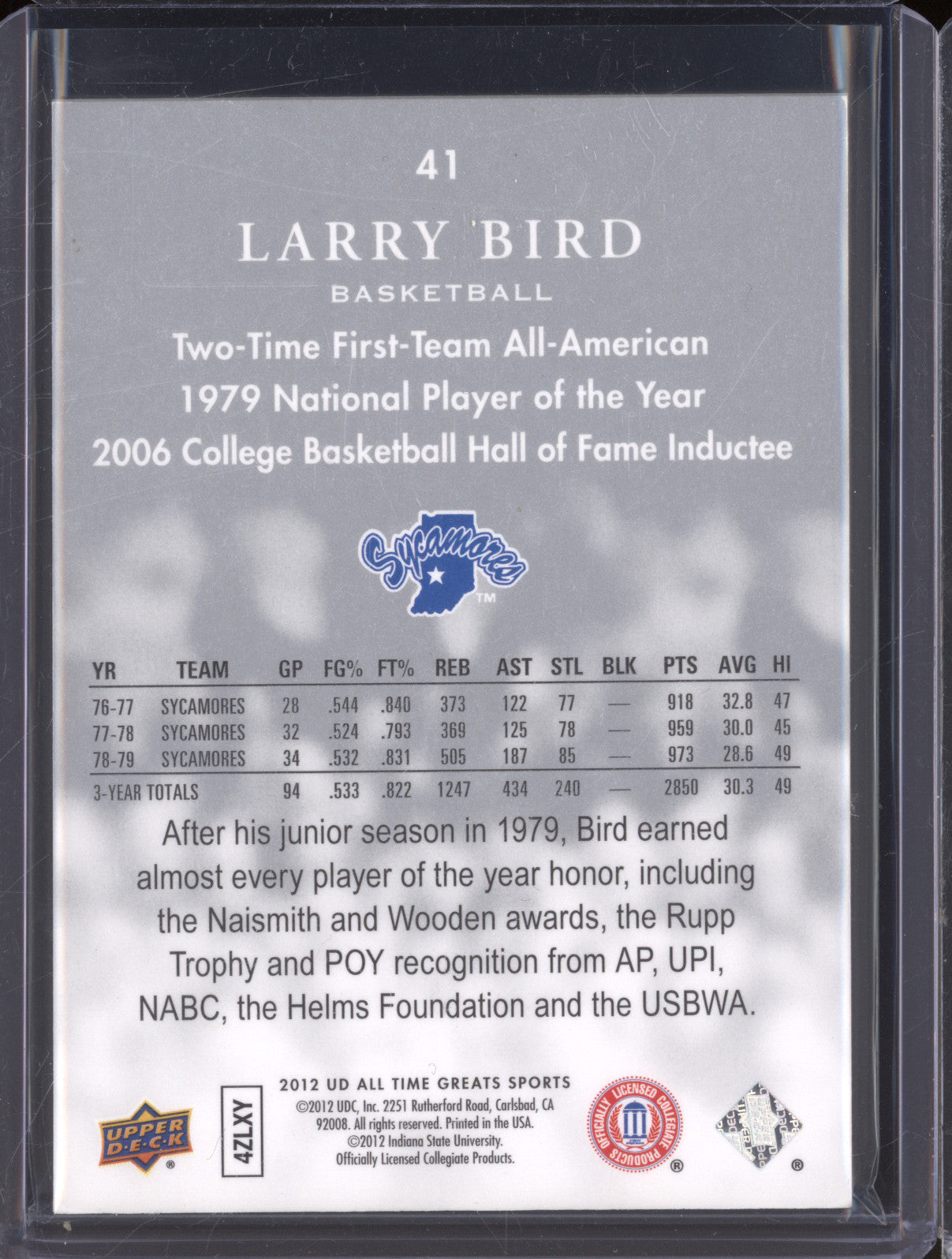 2012 Upper Deck Larry Bird All Time Greats /35